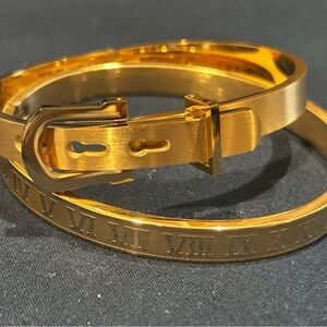 Gold Roman Numeral Bangle Bracelet Set